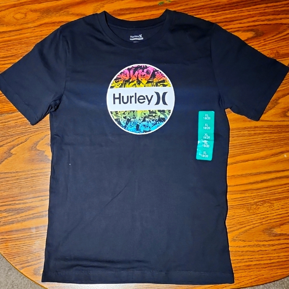 Hurley Black T-Shirt with Multicolor Logo